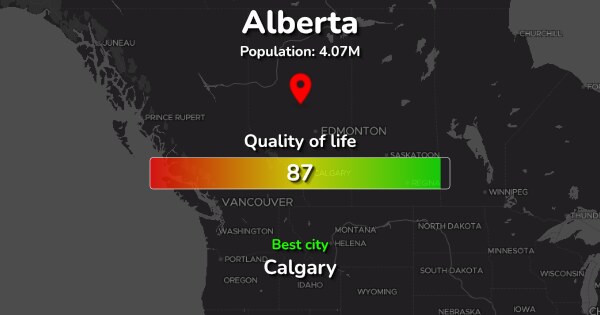 The 10 Best Places to live in Alberta ranked by Quality & Cost of living