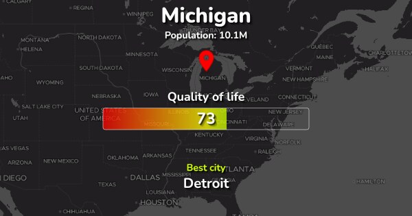 The 59 Best Places to live in Michigan, US ranked by Quality & Cost of