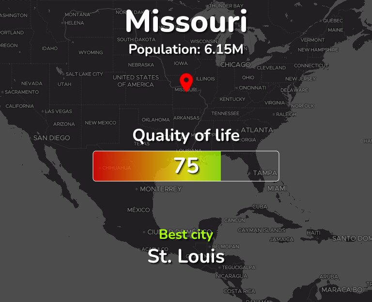 Best places to live in Missouri, US infographic