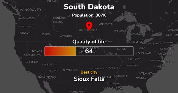 The 5 Best Places to live in South Dakota ranked by Quality & Cost of