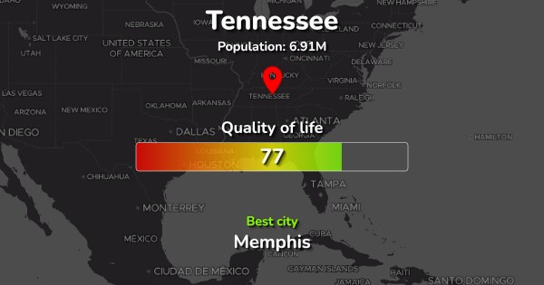 The 33 Best Places to live in Tennessee, US ranked by Quality & Cost of