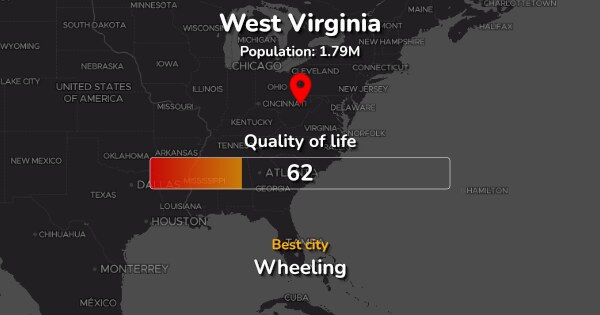 The 7 Best Places to live in West Virginia ranked by Quality & Cost of