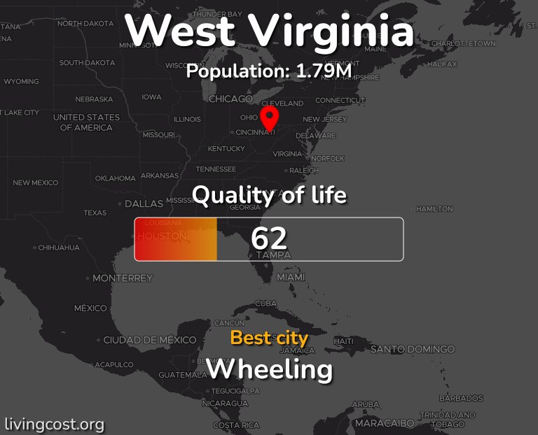 The 7 Best Places to live in West Virginia ranked by Quality & Cost of