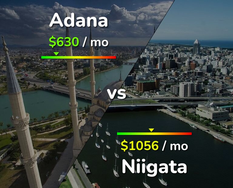 Cost of living in Adana vs Niigata infographic