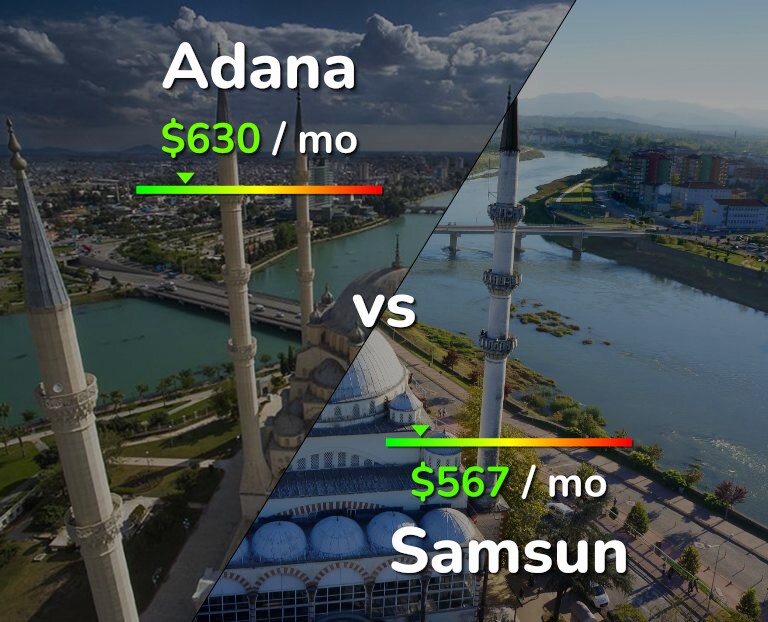 Cost of living in Adana vs Samsun infographic