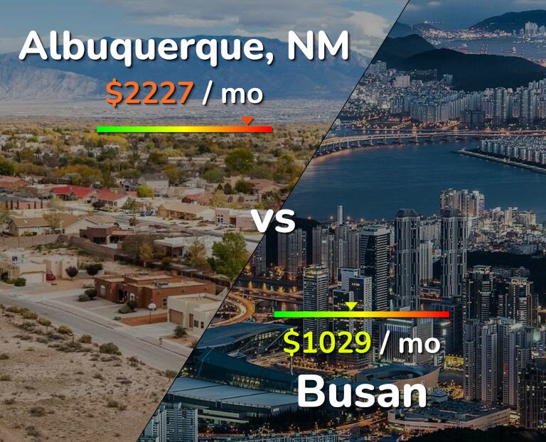 Cost of living in Albuquerque vs Busan infographic
