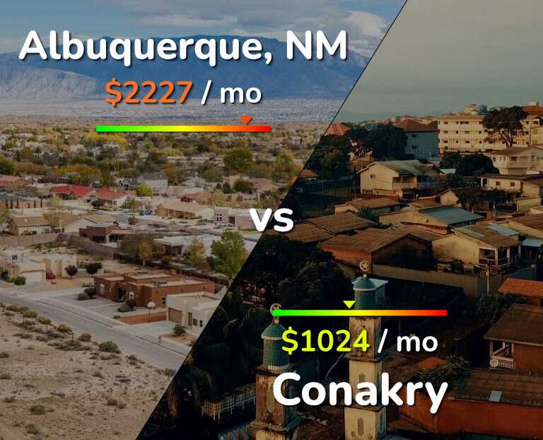 Cost of living in Albuquerque vs Conakry infographic