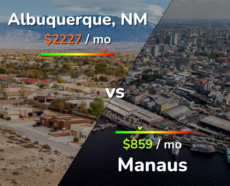 Cost of living in Albuquerque vs Manaus infographic