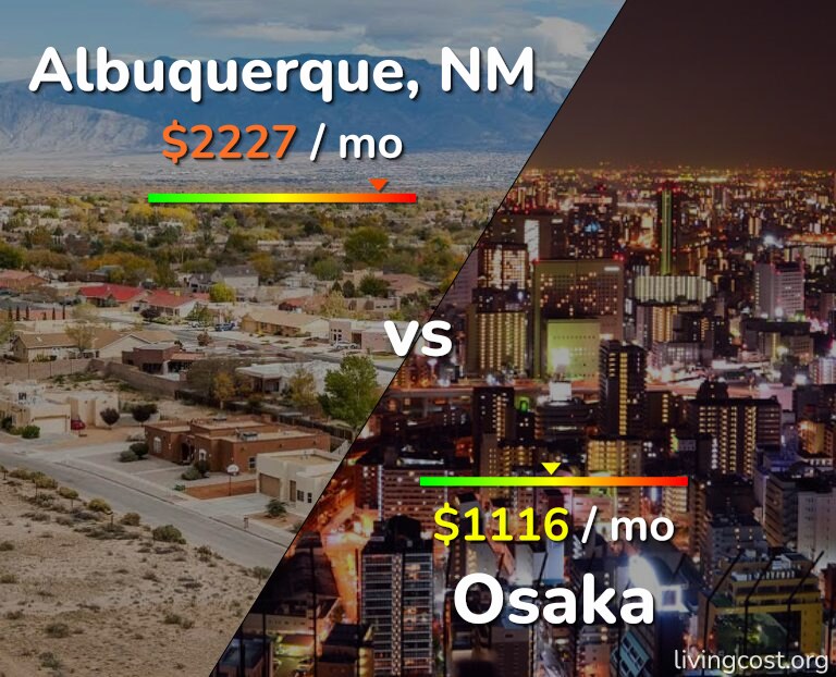 Cost of living in Albuquerque vs Osaka infographic
