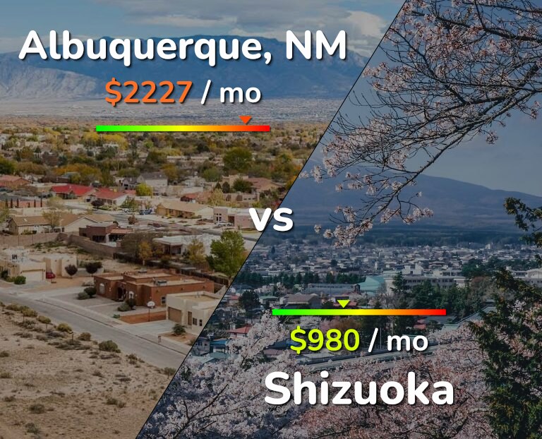 Cost of living in Albuquerque vs Shizuoka infographic