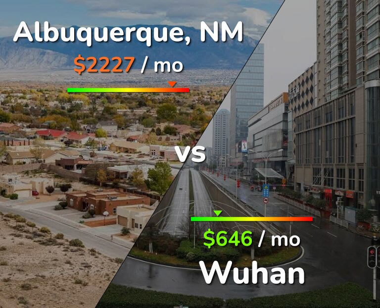 Cost of living in Albuquerque vs Wuhan infographic