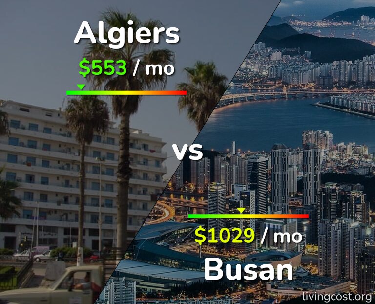 Cost of living in Algiers vs Busan infographic