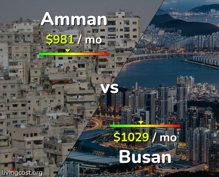 Cost of living in Amman vs Busan infographic
