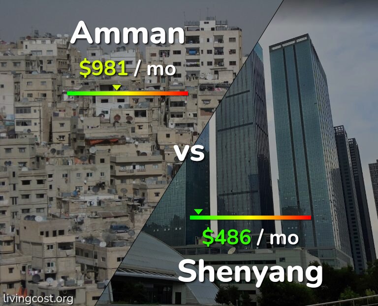 Cost of living in Amman vs Shenyang infographic