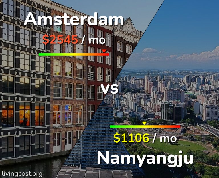Cost of living in Amsterdam vs Namyangju infographic