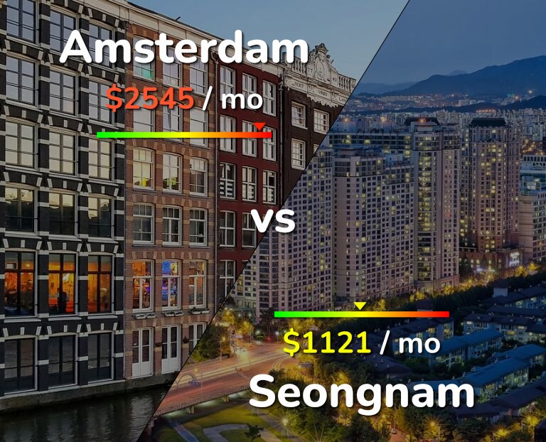Cost of living in Amsterdam vs Seongnam infographic