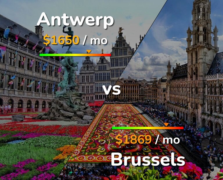 Cost of living in Antwerp vs Brussels infographic
