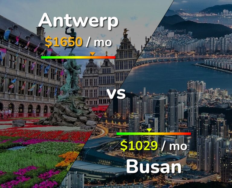 Cost of living in Antwerp vs Busan infographic