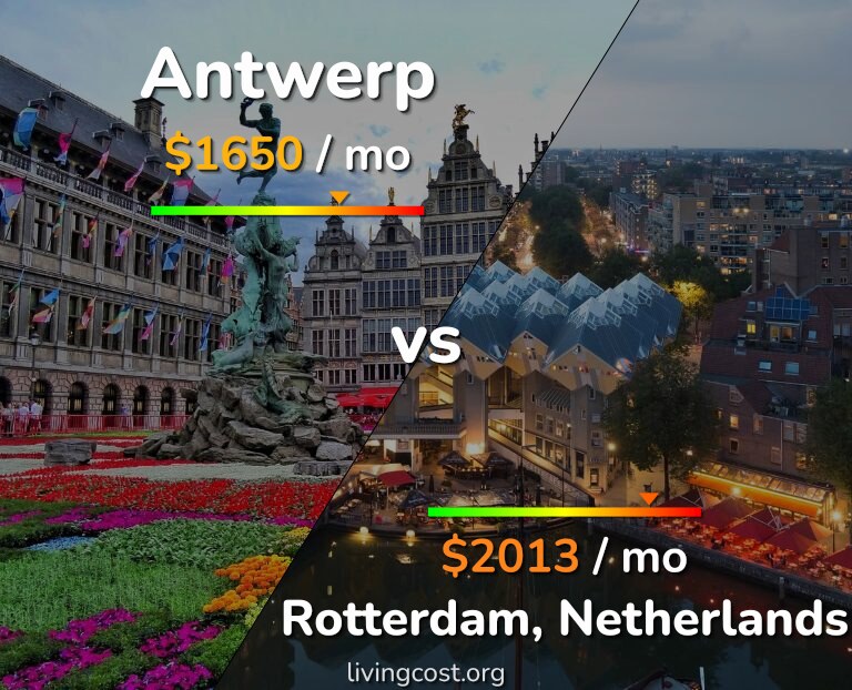 Cost of living in Antwerp vs Rotterdam infographic