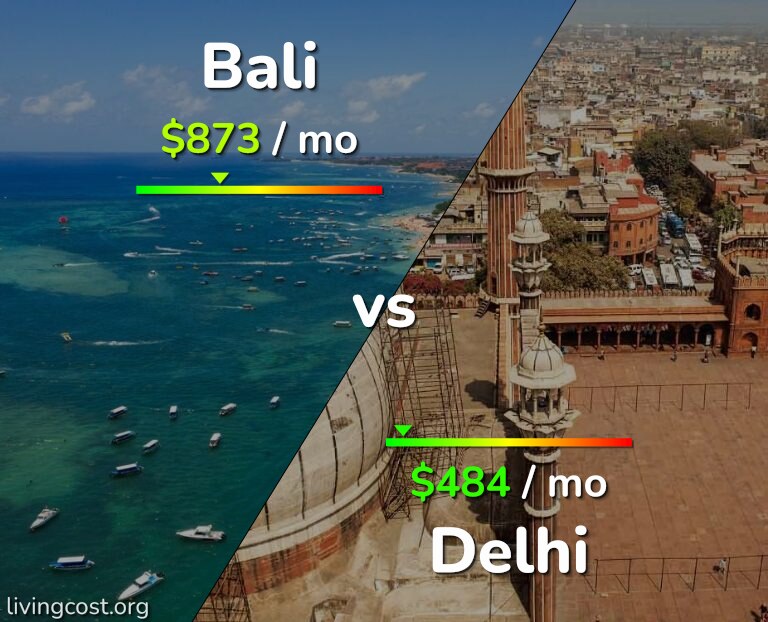 Cost of living in Bali vs Delhi infographic