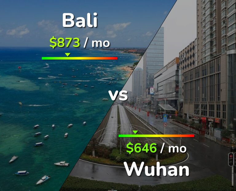 Cost of living in Bali vs Wuhan infographic