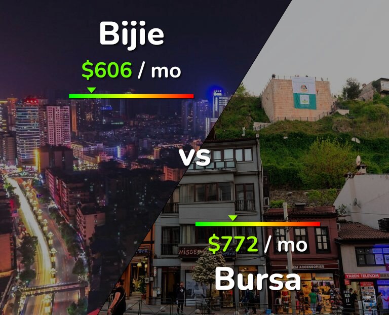 Cost of living in Bijie vs Bursa infographic