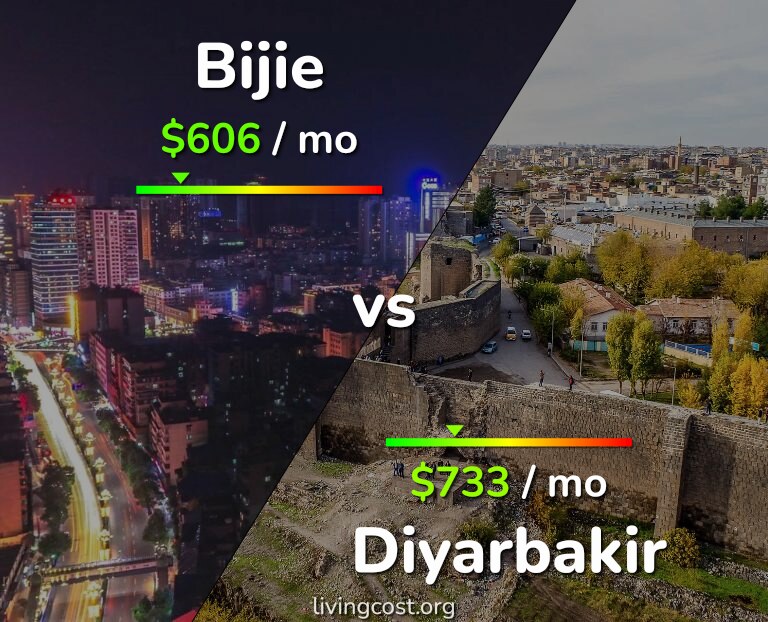 Cost of living in Bijie vs Diyarbakir infographic
