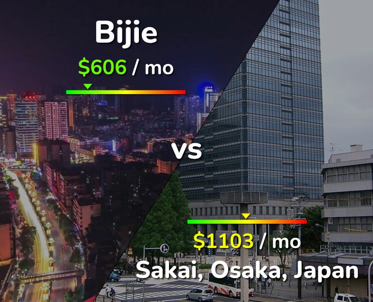 Cost of living in Bijie vs Sakai infographic