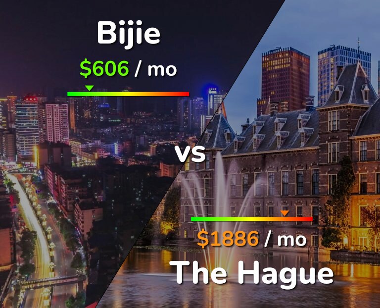 Cost of living in Bijie vs The Hague infographic