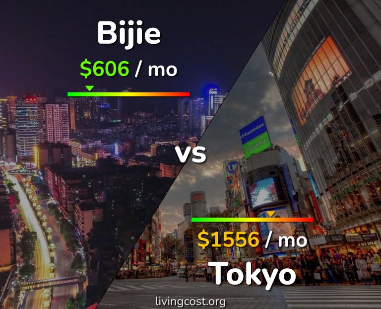 Cost of living in Bijie vs Tokyo infographic