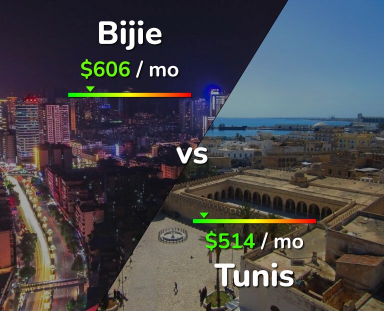 Cost of living in Bijie vs Tunis infographic