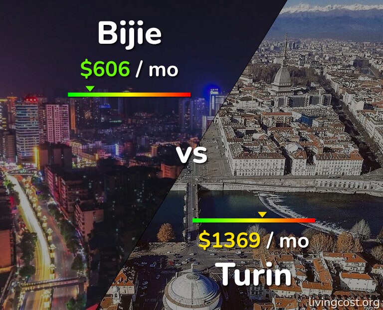 Cost of living in Bijie vs Turin infographic