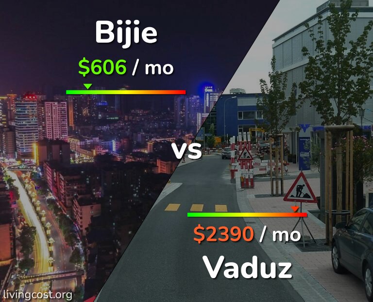 Cost of living in Bijie vs Vaduz infographic