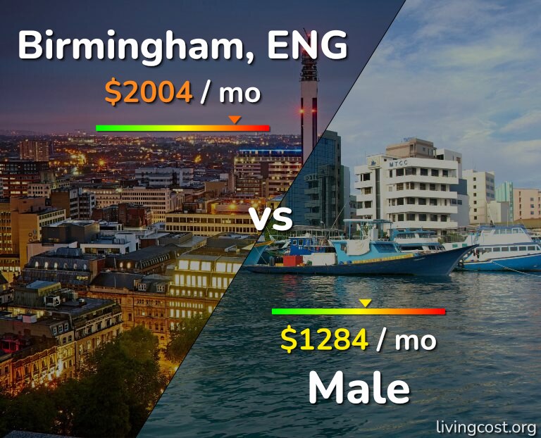 Cost of living in Birmingham vs Male infographic