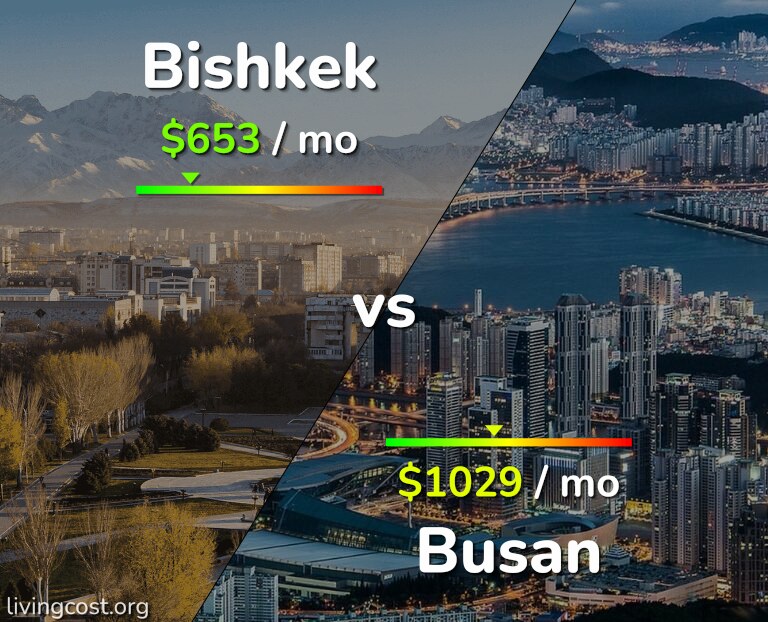 Cost of living in Bishkek vs Busan infographic
