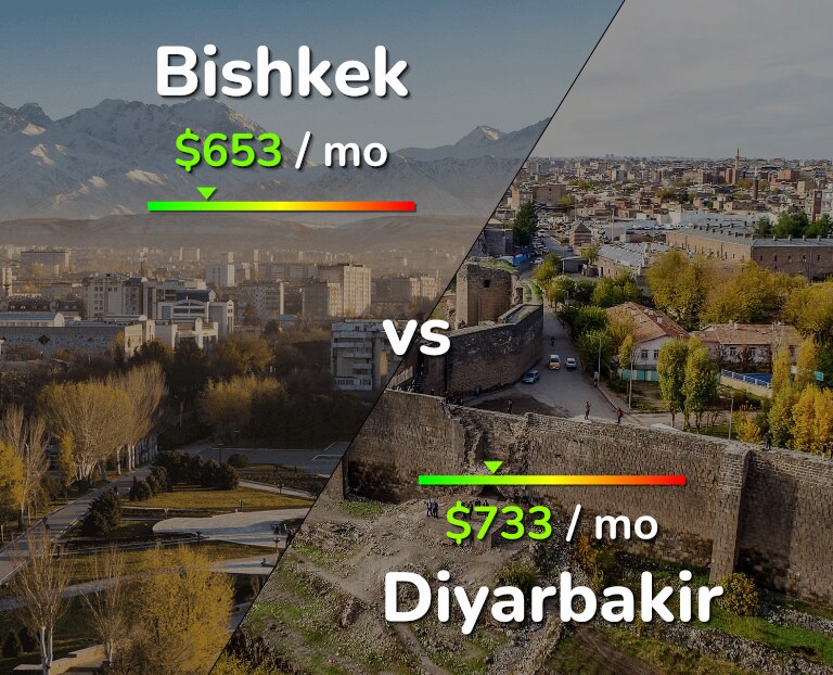 Cost of living in Bishkek vs Diyarbakir infographic