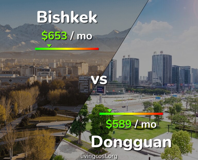 Cost of living in Bishkek vs Dongguan infographic
