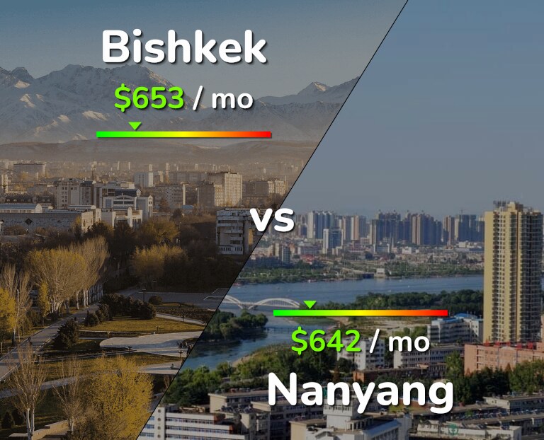 Cost of living in Bishkek vs Nanyang infographic