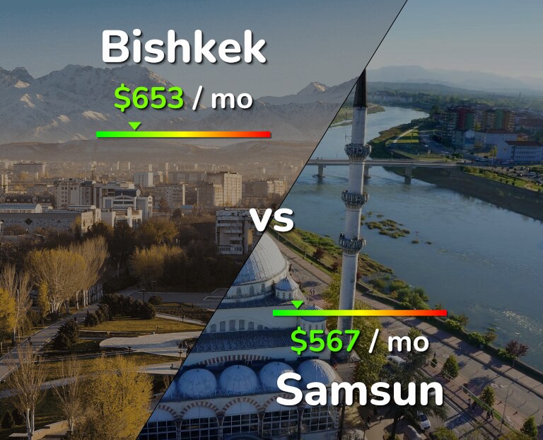 Cost of living in Bishkek vs Samsun infographic