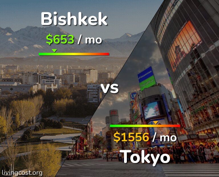 Cost of living in Bishkek vs Tokyo infographic