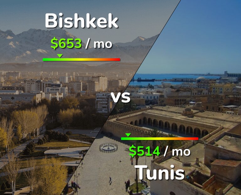 Cost of living in Bishkek vs Tunis infographic