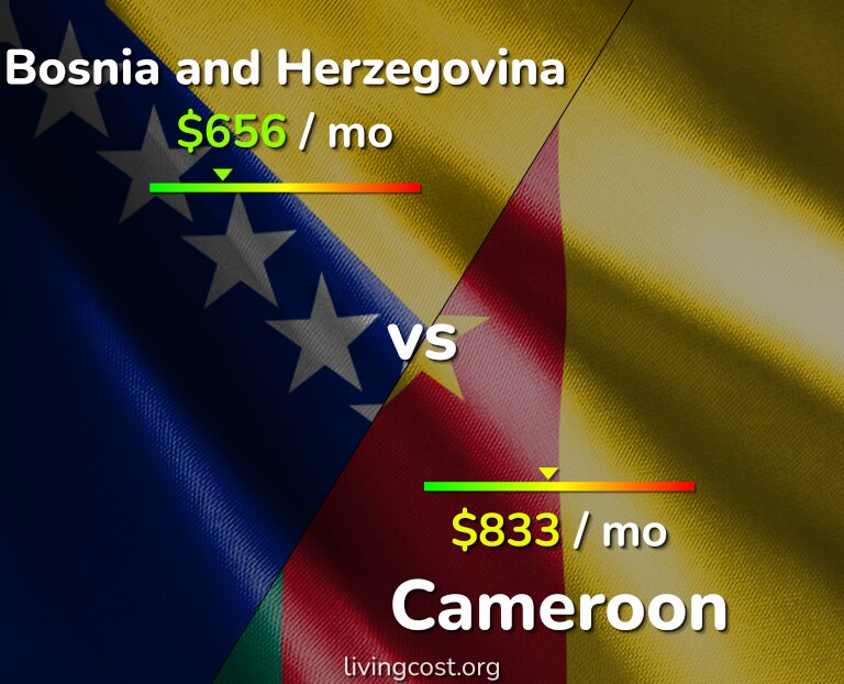 Cost of living in Bosnia and Herzegovina vs Cameroon infographic