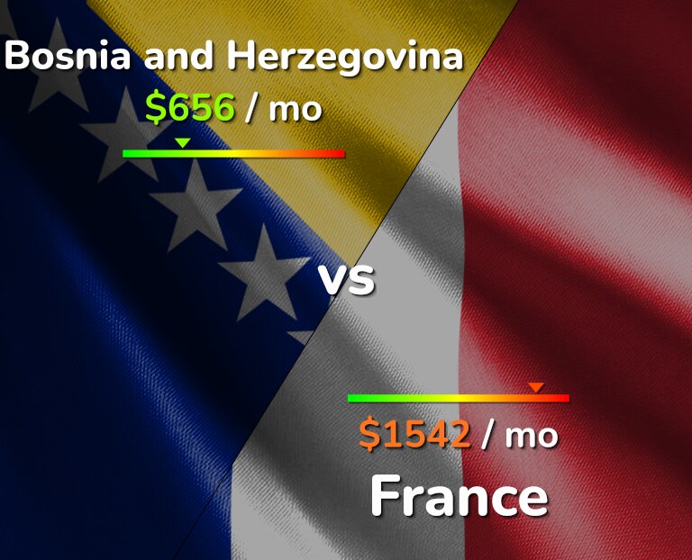 Cost of living in Bosnia and Herzegovina vs France infographic
