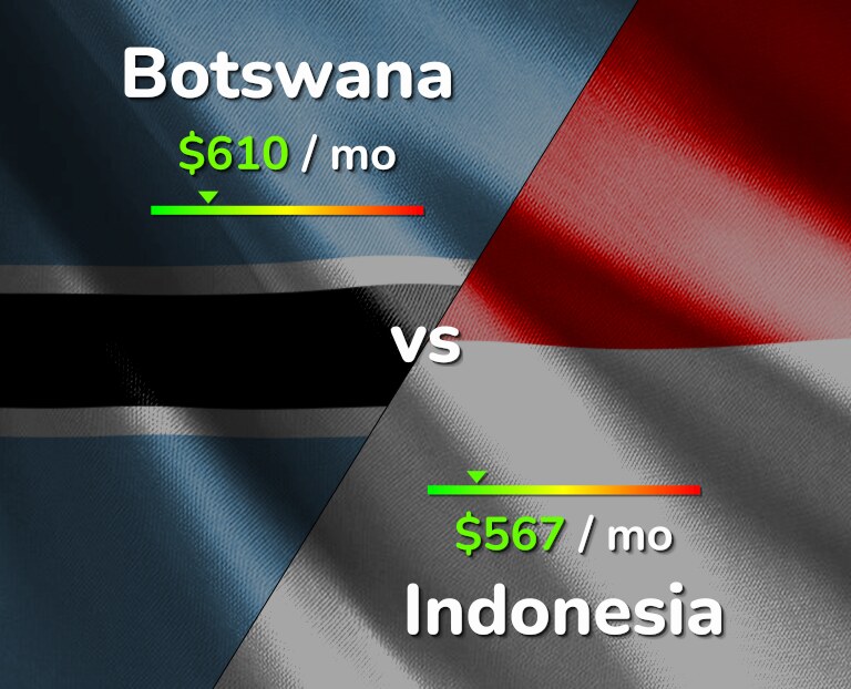 Cost of living in Botswana vs Indonesia infographic