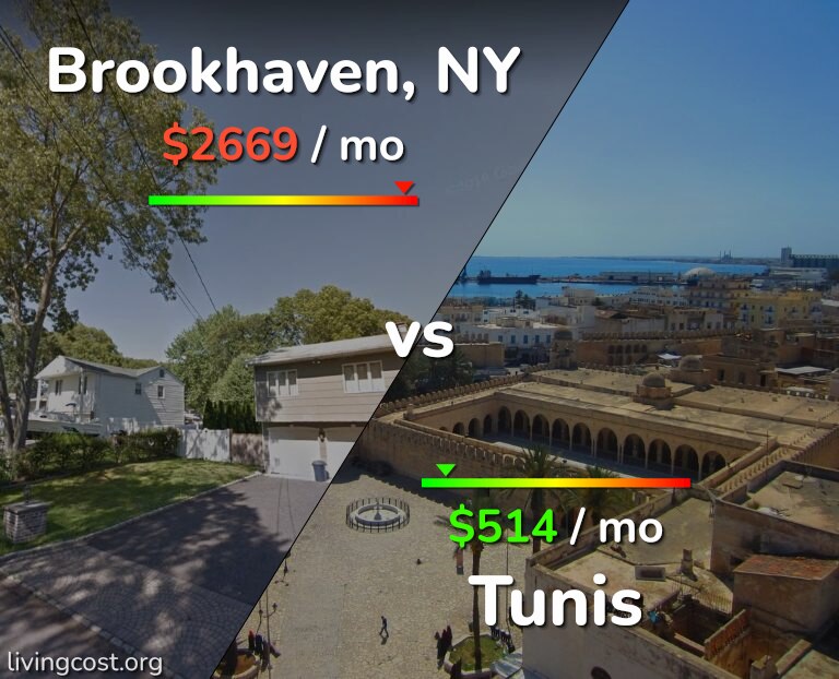 Cost of living in Brookhaven vs Tunis infographic
