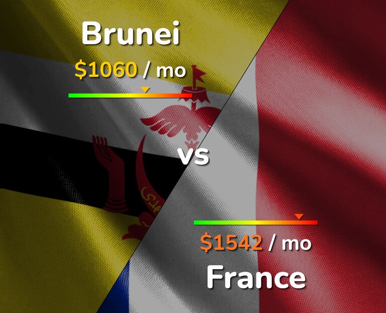 Cost of living in Brunei vs France infographic