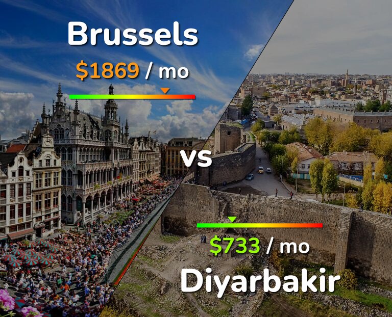 Cost of living in Brussels vs Diyarbakir infographic