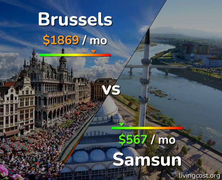 Cost of living in Brussels vs Samsun infographic