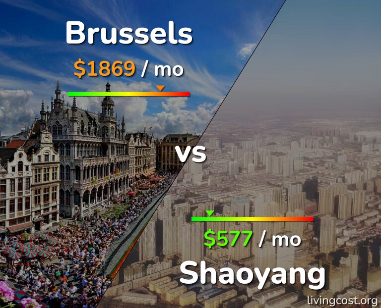 Cost of living in Brussels vs Shaoyang infographic