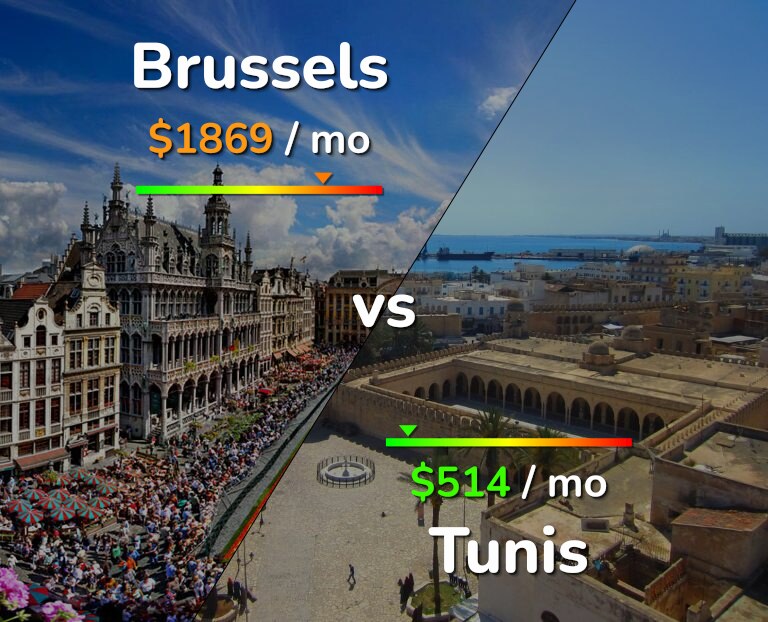 Cost of living in Brussels vs Tunis infographic